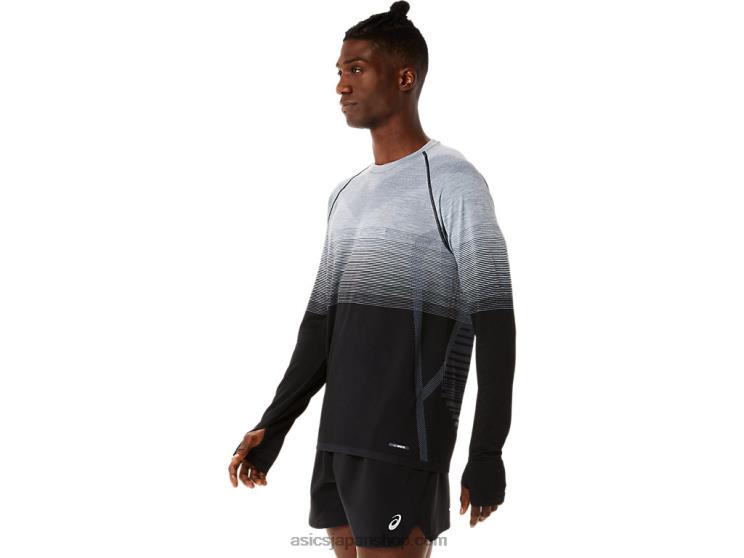 メンズシームレス長袖トップ L20V1073Asics パフォーマンスブラック/キャリアグレー