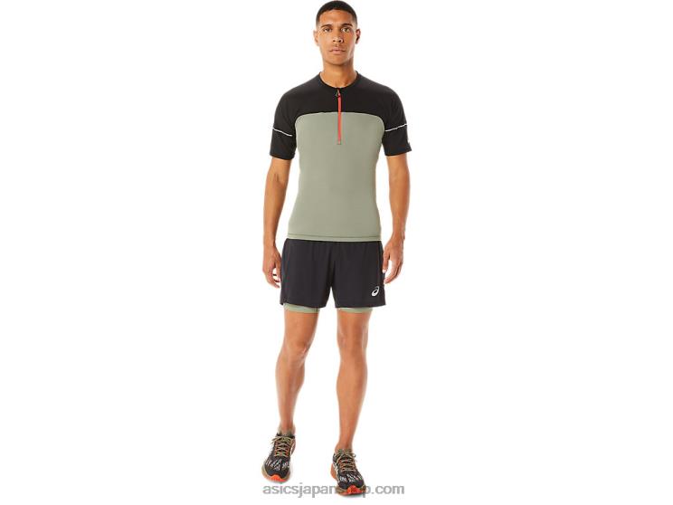 メンズフジトレイルトップ L20V1088Asics ライケングリーン/パフォーマンスブラック