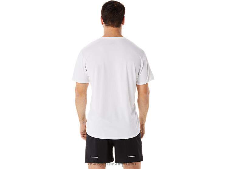 男子駅伝半袖トップ L20V1101Asics 鮮やかな白/青の海岸