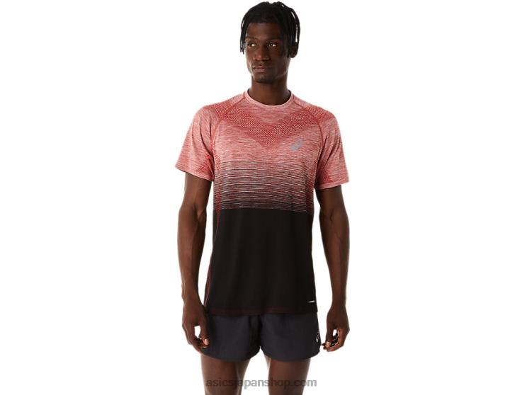 メンズシームレス半袖トップ L20V119Asics パフォーマンスブラック/スパイスラテ