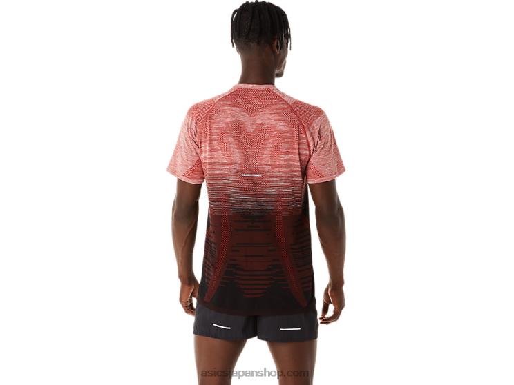 メンズシームレス半袖トップ L20V119Asics パフォーマンスブラック/スパイスラテ