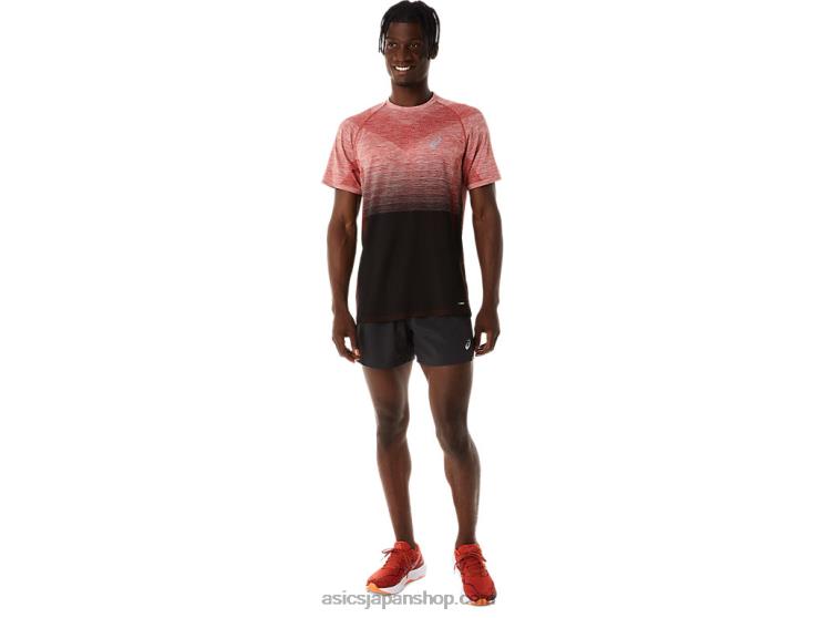 メンズシームレス半袖トップ L20V119Asics パフォーマンスブラック/スパイスラテ
