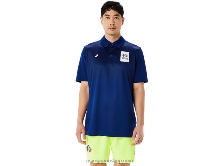 メンズ ヘックス グラデーション ポロシャツ L20V1216Asics ダークブルー(パントン281c)