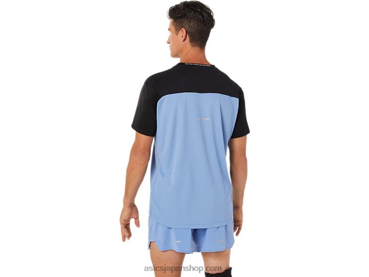 メンズレース半袖トップ L20V1320Asics パフォーマンス ブラック/ブルー ハーモニー
