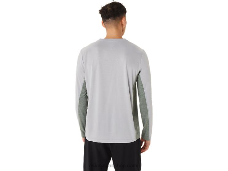 メンズトレインサナ長袖 L20V1419Asics ピエモンテグレー/リチェングリーン