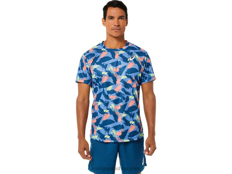 メンズ マッチ グラフィック 半袖トップ L20V1506Asics ライトインディゴ