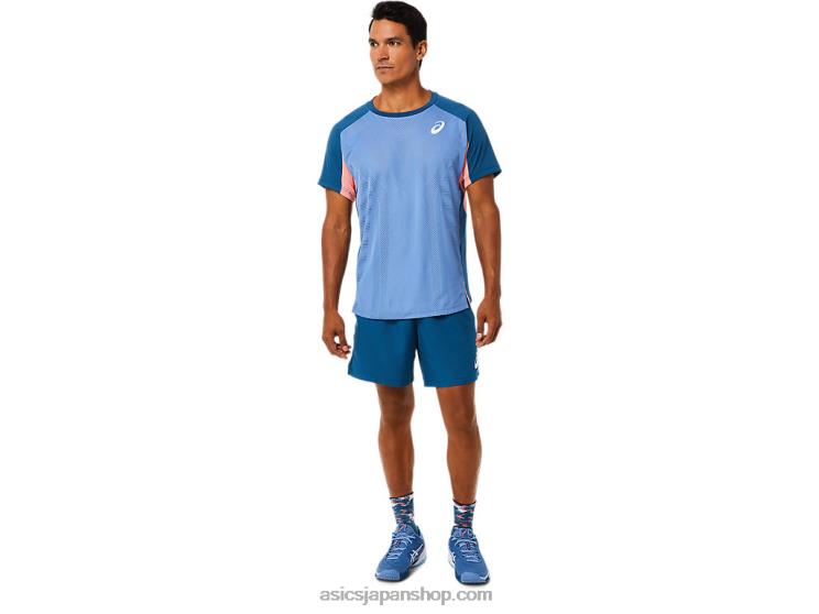 メンズマッチ半袖トップ L20V1509Asics ライトインディゴ