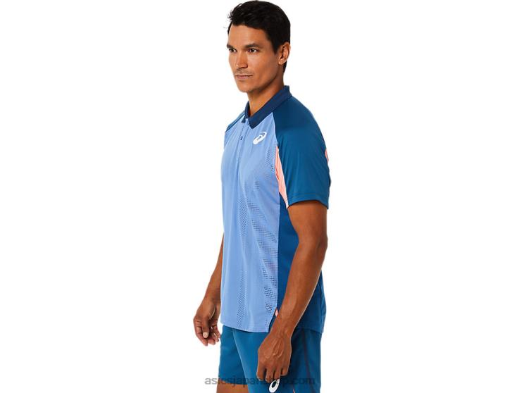 メンズマッチポロシャツ L20V1512Asics ライトインディゴ