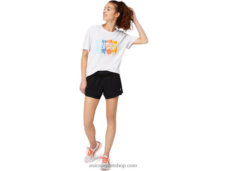 グラフィックショートスリーブトップ L20V1756Asics 鮮やかな白