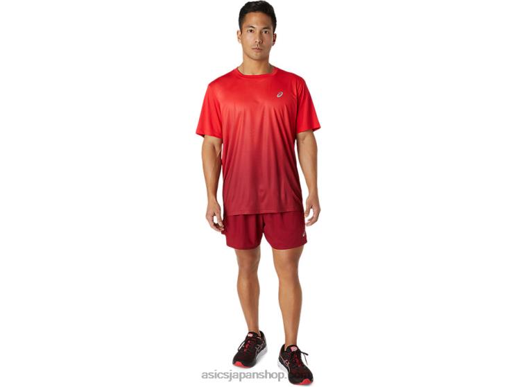 メンズかさね半袖トップ L20V1778Asics エレクトリックレッド/バーガンディ