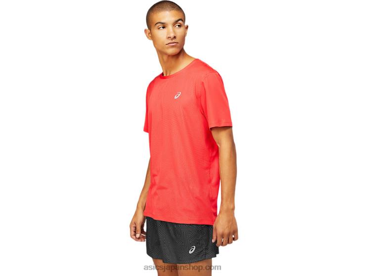 メンズベンチレート半袖トップ L20V1799Asics エレクトリックレッド