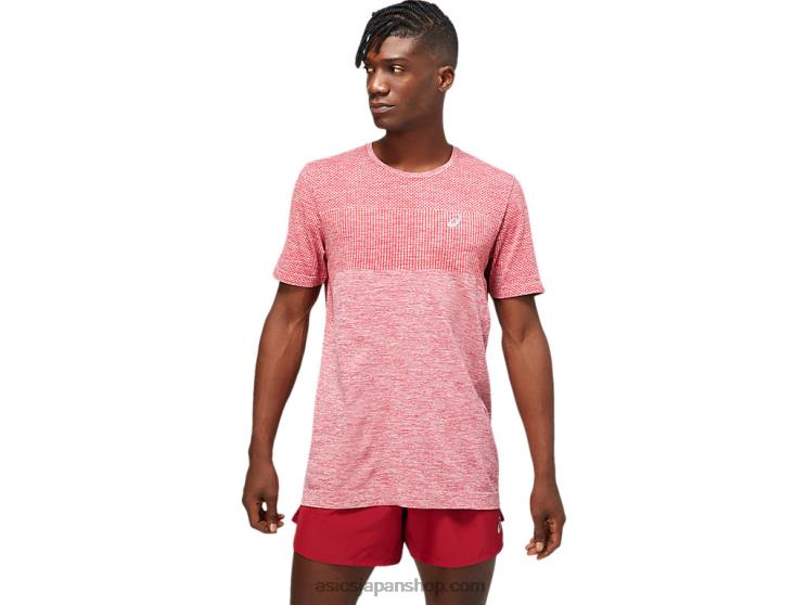 メンズレースシームレス半袖 L20V1806Asics バーガンディ