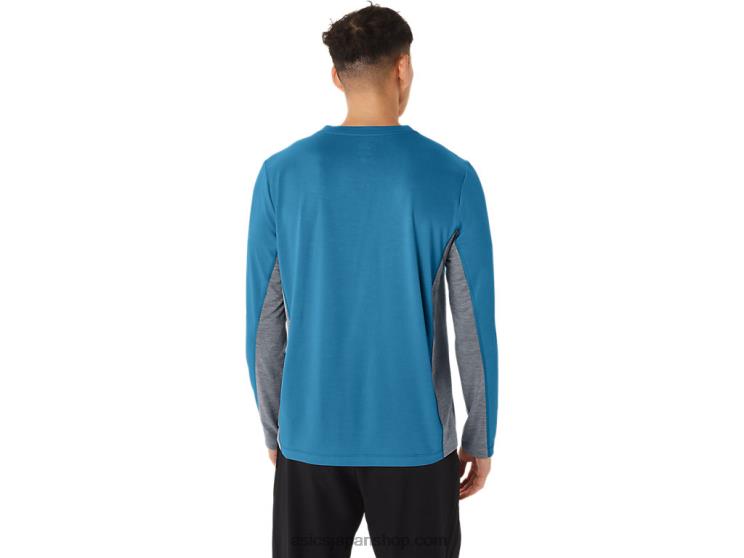 メンズトレインサナ長袖 L20V222Asics アイランドブルー/シートロック