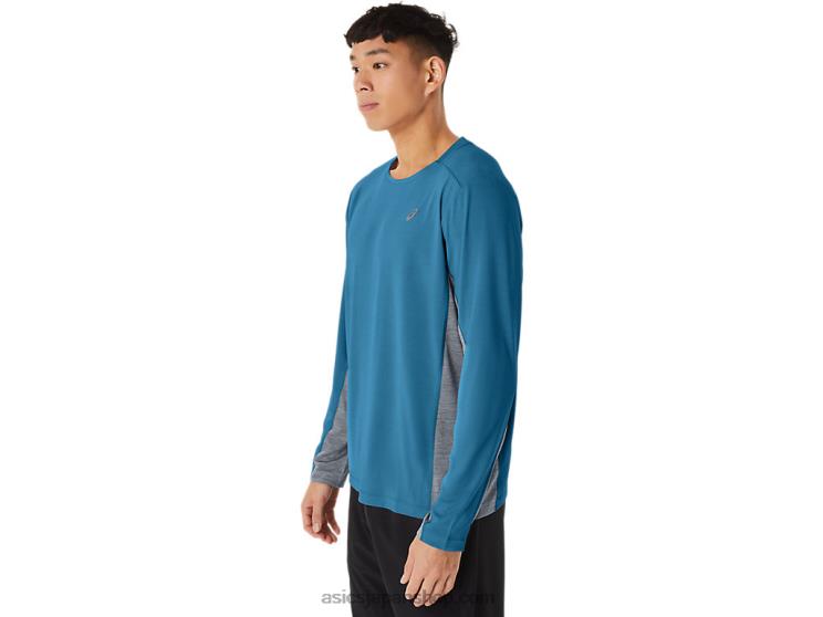 メンズトレインサナ長袖 L20V222Asics アイランドブルー/シートロック