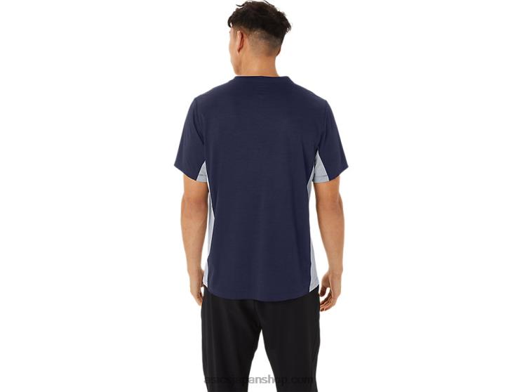 メンズトレインサナ半袖 L20V227Asics ピーコート/シートロック