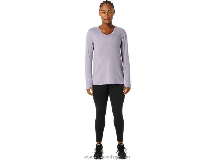 女性用長袖ヘザートップ L20V2304Asics 夕暮れバイオレットヘザー