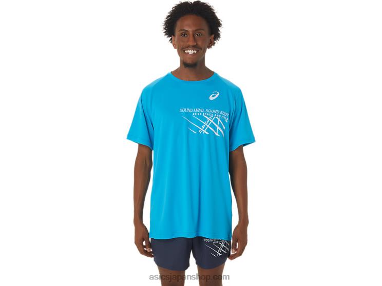 メンズ フィニッシュ ライン グラフィック 半袖トップ L20V237Asics アイランドブルー
