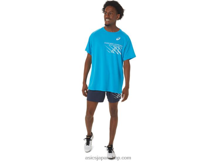 メンズ フィニッシュ ライン グラフィック 半袖トップ L20V237Asics アイランドブルー