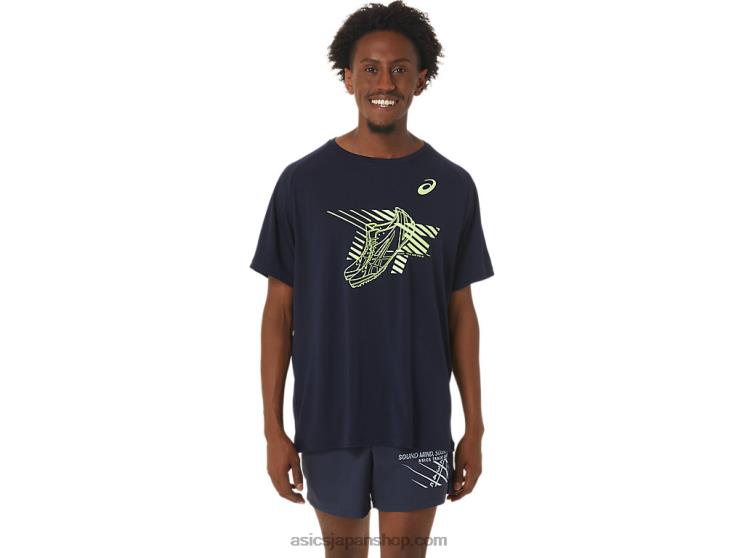 紳士靴グラフィック半袖トップ L20V243Asics 夜中