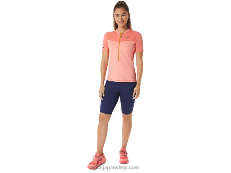 女性用フジトレイル半袖トップ L20V2457Asics パパイヤ/グアバ