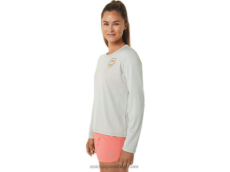 女性のフジトレイルロゴ長袖トップ L20V2476Asics ライトセージ