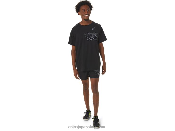 メンズ フィニッシュ ライン グラフィック 半袖トップ L20V249Asics パフォーマンスブラック