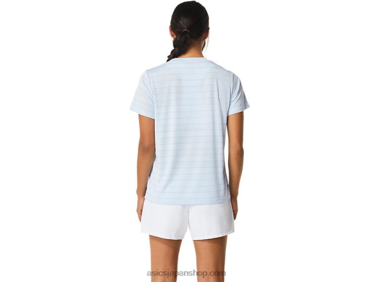 女性用コートストライプ半袖トップ L20V2515Asics 柔らかい空