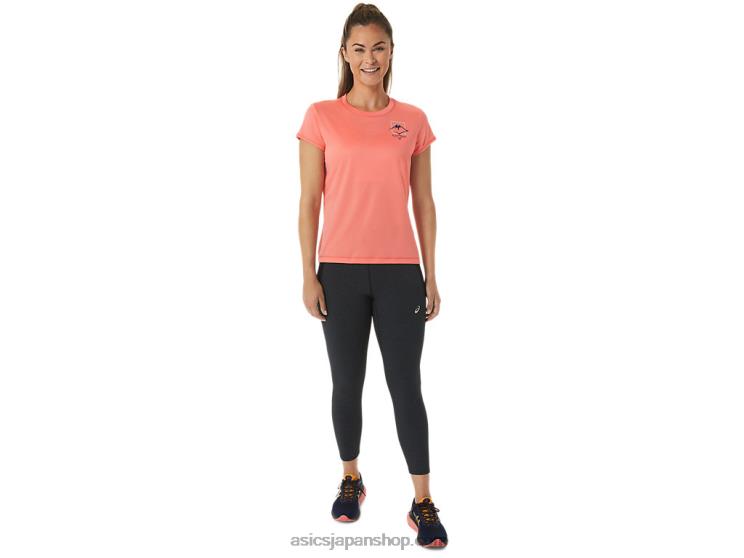 レディース フジトレイル ロゴ 半袖トップ L20V2563Asics パパイヤ