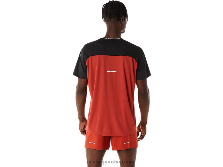 メンズレース半袖トップ L20V272Asics パフォーマンスブラック/スパイスラテ