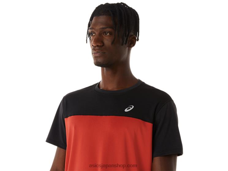 メンズレース半袖トップ L20V272Asics パフォーマンスブラック/スパイスラテ