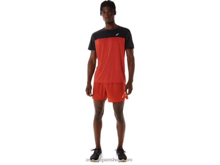 メンズレース半袖トップ L20V272Asics パフォーマンスブラック/スパイスラテ