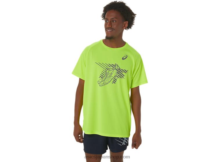 紳士靴グラフィック半袖トップ L20V279Asics 安全黄色