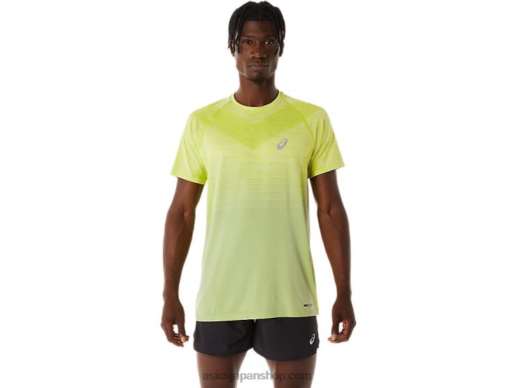 メンズシームレス半袖トップ L20V27Asics ライトセージ/ライムの皮