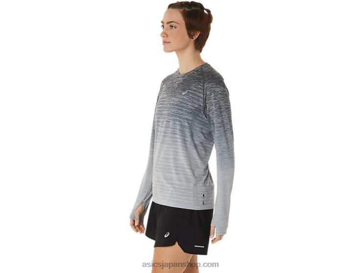 女性のシームレスな長袖トップ L20V2988Asics キャリアグレー/グレイシャーグレー