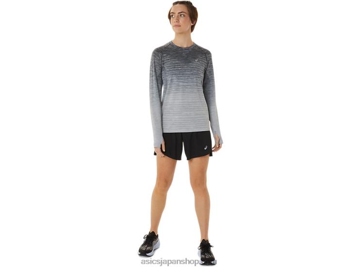 女性のシームレスな長袖トップ L20V2988Asics キャリアグレー/グレイシャーグレー