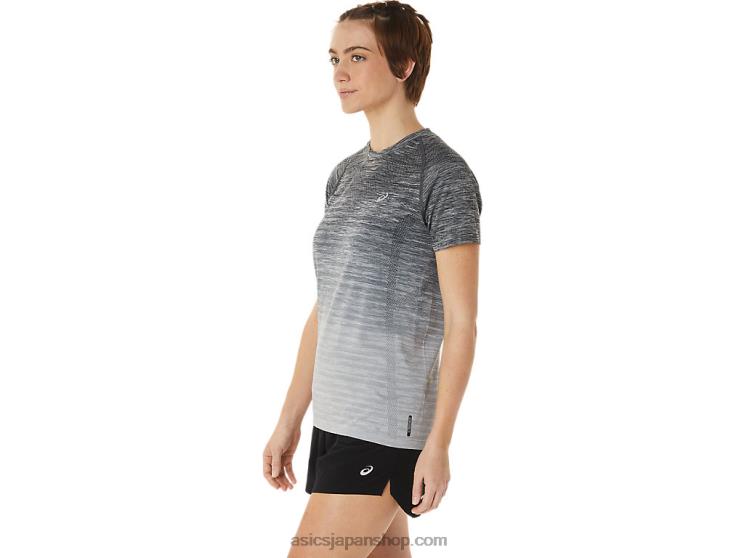 女性のシームレスな半袖トップ L20V3006Asics キャリアグレー/グレイシャーグレー