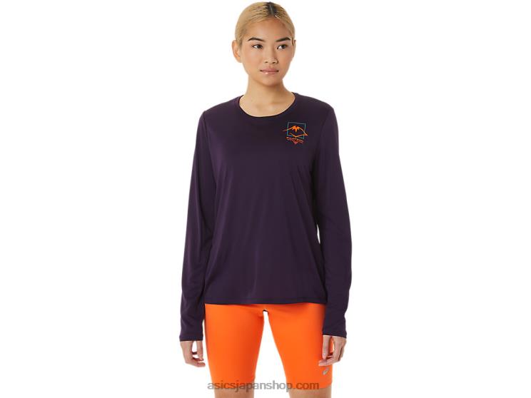 女性のフジトレイルロゴ長袖トップ L20V3033Asics 夜陰