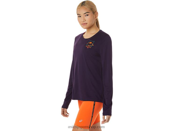 女性のフジトレイルロゴ長袖トップ L20V3033Asics 夜陰