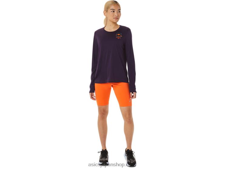 女性のフジトレイルロゴ長袖トップ L20V3033Asics 夜陰