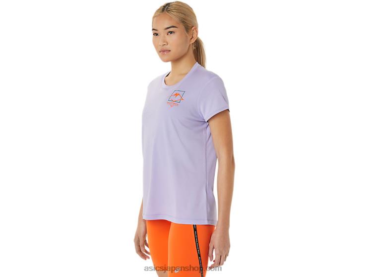 レディース フジトレイル ロゴ 半袖トップ L20V3074Asics 蒸気