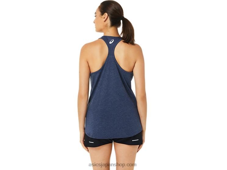 女性用スパイラル星条旗半袖 L20V3186Asics ピーコートヘザー