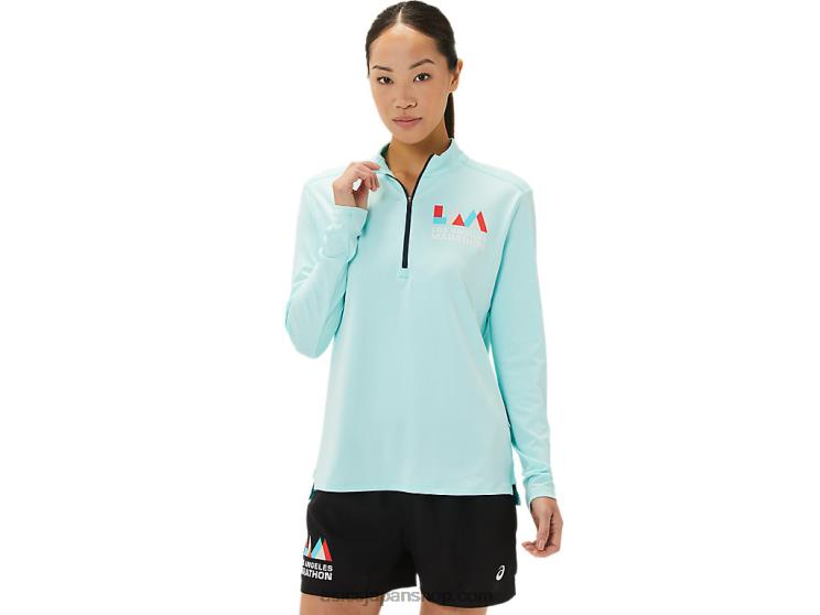 ウィメンズ レディセット ハーフジップラム L20V3307Asics クリアブルー/フレンチブルー