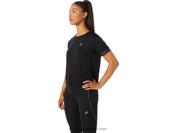 女性用レースクロップトップ L20V3330Asics パフォーマンスブラック