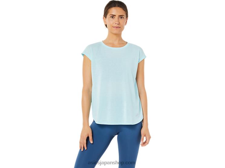 女性のスリット半袖トップ L20V3369Asics クリアブルー