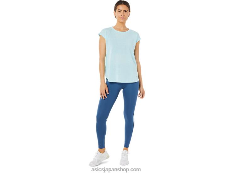 女性のスリット半袖トップ L20V3369Asics クリアブルー