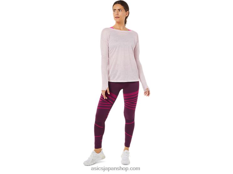 女性のオープンバック長袖トップ L20V3382Asics かろうじて上がった