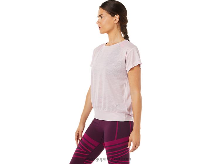 女性のオープンバック半袖トップ L20V3383Asics かろうじて上がった