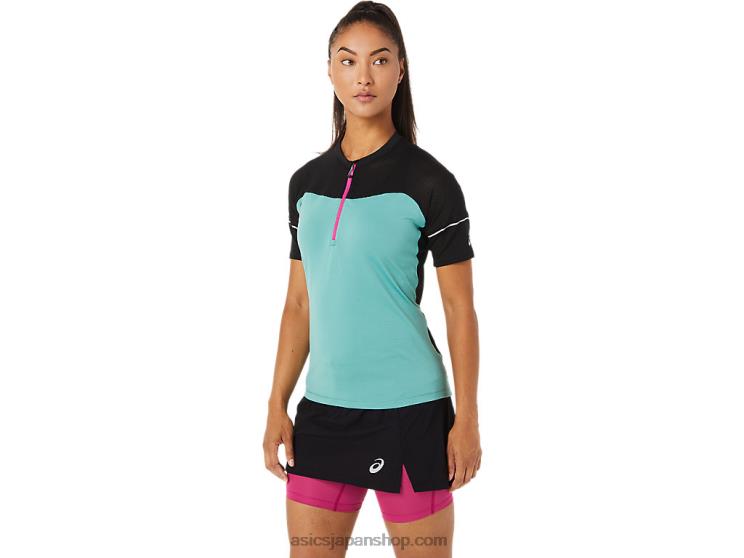 女性用フジトレイルトップ L20V3401Asics セージ/パフォーマンスブラック