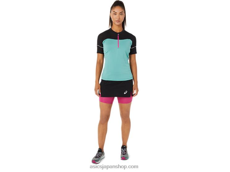女性用フジトレイルトップ L20V3401Asics セージ/パフォーマンスブラック