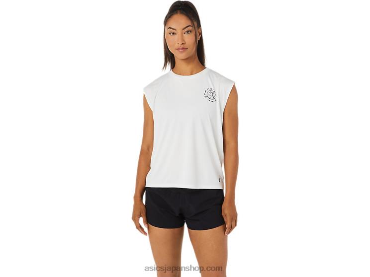 女性用オーシャンウェイストラントップ L20V3483Asics ナチュラルホワイト